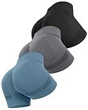 ATHVOTAR Workout Gym Biker Shorts Women: High Waisted Seamless Sports Running Butt Lifting Shorts Sets Black/Gray/Blue M