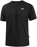 Pudolla Men's Rashguard Swim Shirts Short Sleeve UPF 50+ Sun Protection SPF Quick Dry Water Shirt(Black L)