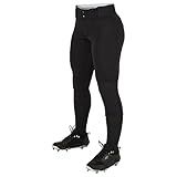 CHAMPRO Women's Tournament Traditional Low-Rise Polyester Softball Pant, Small, Black