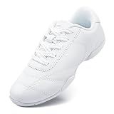 Stelle Cheer Shoes Girls Leather Dance Sneakers (White, 2ML)
