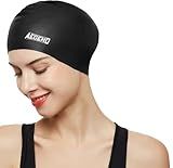 Aegend Swim Caps for Long Hair, Durable Silicone Swimming Caps for Women Men Adults Youths, Easy to Put On and Off, Waterproof Swim Hats Bathing Caps to Keep Hair Dry, 1 Pack, Black