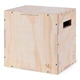 Amazon Basics 3-in-1 Wooden Plyo Box, Non-Slip Plyometric Jump Box with Three Heights for Home Gym, Easy Assembly, 450 lb Weight Capacity, 16"x14"x12"