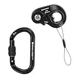NewDoar Rope Ascender Lightweight Rope Clamp Ascender Riser Adjuster Fits 8-13mm Rope Self-Locking Grip for Rock Climbing,Protection Rescue,Rappelling,Gear Equipment(Black Serrated+Screwgate Lock)