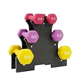Fitvids Colored Neoprene Dumbbell Set with Rack, Multiple Weight Options, 20LBS, 32LBS, 50LBS and 56LBS Sets