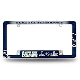 Rico Industries NFL Football Seattle Seahawks 2 Time Super Bowl Champions 12" x 6" Chrome All Over Automotive License Plate Frame for Car/Truck/SUV