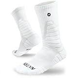 3 Pairs Nxtrnd Crew Socks for Men & Boys, Padded Basketball & Football Socks (White, L/XL)