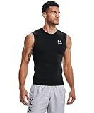 Under Armour Men's Armour HeatGear Compression Sleeveless T-Shirt , Black (001)/White, Large
