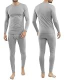 Men's Thermal Underwear Set Soft Long Johns Base Layer, Small, Medium Grey
