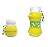 Maccabi Art Clip-On Collapsible BPA-Free Silicone Tennis Ball Water Bottle for Kids, 18 Oz. Size