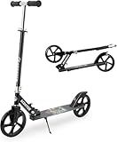 Scooter for Kids Ages 6+, Teens & Adults, Max Load 240 LBS, Foldable Kick Scooter with 8-inch Big Wheels, Kickstand, 3 Adjustable Levels, Rear Brake, Black