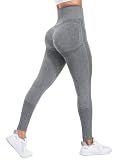 NORMOV Seamless Workout Butt Lifting Leggings - Booty Scrunch Gym Leggings for Women(AB Grey,M)