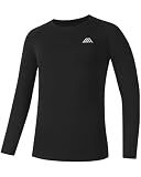 MOVILBENES Boys' Girls' Compression Shirt Youth Long Sleeve Athletic Undershirts Kids Quick Dry Athletic Base Layer Football Baseball Soccer Baketball Black L