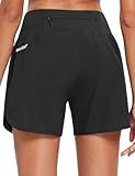 baleaf Women's 5" Workout Shorts Gym Running Shorts Athletic with Liner High Waistband Quick Dry Sports Zipper Pockets Black M