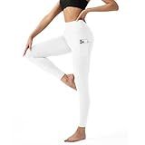 High Waisted Leggings for Women with Pockets - Tummy Control Yoga Pants for Workout Running Athletic No See Through White