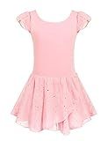 Arshiner Girls Ruffle Sleeve Ballet Dance Dress Tutu Skirted Leotard, 4-5 Years, Ballet Pink