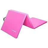 BalanceFrom 6x2 Feet 3-Panel Folding Gymnastics Mat – 1.5-Inch Thick Pad with Vinyl Surface and Carrying Handles for Tumbling, Yoga, Pilates, Home Workouts, and Martial Arts