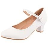 ARCLIBER Character Shoes for Women 1.55" Dance Heels for Ballroom Salsa Tango 9 White