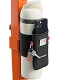 Magnetic Water Bottle Sleeve for Gym - Fits 18-40oz Bottles, 9-12 in Circumference - 4 Magnets Attach to Metal Equipment - Phone Pocket for iPhone 17 Pro Max - Black Neoprene (Bottle Not Included)