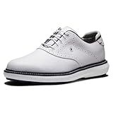 FootJoy Men's Traditions Spikeless Previous Season Style Golf Shoe, White/White/Navy, 10.5