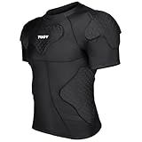 HAIYUE Men's Padded Compression Shirt Football Shoulder Pads & Rib Protector - Chest Guard for Adult/Youth Baseball Softball Rugby Basketball Protective Gear Black