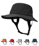 LLmoway Surf Hat with Chin Strap Quick Dry Lightweight Fishing Hats Mens Womens Beach Sun Cap Black