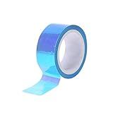 ZHIZHOU Rhythmic Gymnastics Decoration Holographic Prismatic Glitter Tape Hoops Stick Sport Accessory Blue