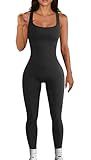 YIOIOIO Women Workout Seamless Jumpsuit Yoga Ribbed Bodycon One Piece Square Neck Leggings Romper