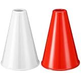 Teyva Daily 2 Pcs Plastic Cheer Megaphone DIY Plastic Megaphone Director Prop Noisemaker Sport Event Accessory for Sports Match Outdoor Activities(Red,White)