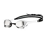 ARENA Unisex Cobra Ultra Swipe Racing Swim Goggles for Adult Men Women Anti-Fog Technology Polycarbonate Hard Mirrored Lens Professional Athlete Gear, Silver/White