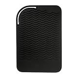 Sygile 11" X 7.5" Larger Size Heat Resistant Silicone Travel Mat, Anti-Heat Pad for Hair Straighteners, Curling Irons, Flat Irons and Other Hot Styling Tools - Black