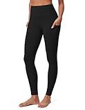 IUGA Compression Leggings for Women Tummy Control No Front Seam Leggings with Pockets High Waisted Workout Yoga Pants Black