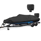 YimSting Boat Cover 14-16 ft, 1200D Waterproof V-Hull, Black