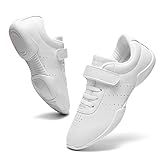 LANDHIKER Girls Cheer Shoes White Cheerleading Shoes Dance Athletic Training Breathable Youth Dancing Lightweight Competition Comfortable Cheer Sneakers