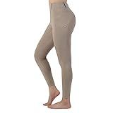 Women Equestrian Breeches Riding Tights Pockets,Women Training Breeches Pants with Silicone Grip(Khaki,L)