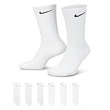 Nike Unisex Everyday Cushioned Training Crew Socks (6 Pairs), White/Black, Large