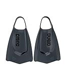 Arena Unisex Adult Powerfin Pro II Swim Training Fins Men and Women Silicone Short Blade Flippers Left/Right Customized, Black, Size 6-7