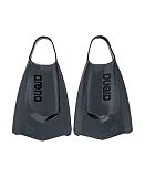 Arena Unisex Adult Powerfin Pro II Swim Training Fins Men and Women Silicone Short Blade Flippers Left/Right Customized, Black, Size 9.5-10.5