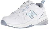 New Balance Women's 608 V5 Casual Comfort Cross Trainer, White/Light Blue, 7 Wide