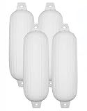 Taylor Made Boat Fender 4-Pack, White, 6" x 22", Heavy-Duty Marine-Grade Vinyl Boat Bumpers for Docking, Ribbed Twin-Eye Design, Fits Boats Up to 25 ft, UV-Resistant, No Rope Included – 6224PW