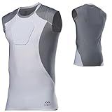 McDavid Chest Protector, HEX Baseball Chest Protector. Heart Guard Sternum Protection Compression Shirts, Padded Football Shirt for Lacrosse, Softball, Paintball, Rugby & More, White/Grey, Small