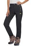 MAGCOMSEN Women's Fleece Lined Waterproof Insulated Winter Pants Outdoor Snow Ski Pants Warm Hiking Softshell Black M