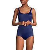 Lands' End Womens Chlorine Resistant Tugless Tank Soft Cup One Piece Swimsuit Deep Sea Navy Regular 16