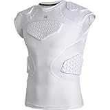 COOLOMG Youth Padded Compression Shirt Football Rugby Rib Chest Protector White L
