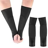 JBM 1 Pair Volleyball Arm Sleeves with Protection Pads and Thumb Hole Padded Volleyball Sleeves for Adult and Youth (Black, Large (Adult))