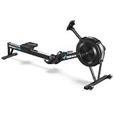 Merach Indoor Rowing Machine - Competition Monitor, Adjustable Air Resistance Rowing Machines for Home, Ergonomic Comfort Seat and Device Holder, Easy Storage, NovaRow R50 Pro