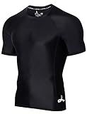 LAFROI Men's Short Sleeve UPF 50+ Baselayer Compression Rash Guard (Sym Black, XXL)