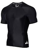 LAFROI Men's Short Sleeve UPF 50+ Baselayer Compression Rash Guard (Sym Black, LG)