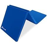 ProsourceFit Tri-Fold Folding Thick Exercise Mat 6’x2’ with Carrying Handles for MMA, Gymnastics Core Workouts, Blue
