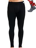 Merino Wool Base Layer Mens Bottom Pants 100% Merino Wool Heavyweight, Midweight, Lite Thermal Underwear Long Johns and Socks (Medium, Black 250)
