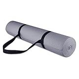 Fitvids 1/4-Inch High Density Thick Non Slip Yoga Mat with Knee Pad and Carrying Strap for Workout, Pilates, Gym Home Exercise, Grey
